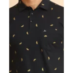 Generic Men's Casual Cotton Printed Polo Neck Half Sleeve T-Shirt (Black) - Image 6