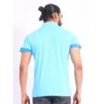Generic Men's Casual Cotton Printed Polo Neck Half Sleeve T-Shirt (Skyblue) - Image 2