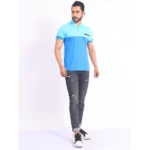 Generic Men's Casual Cotton Printed Polo Neck Half Sleeve T-Shirt (Skyblue) - Image 7