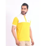 Generic Men's Casual Cotton Printed Polo Neck Half Sleeve T-Shirt (Yellow) - Image 4