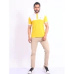 Generic Men's Casual Cotton Printed Polo Neck Half Sleeve T-Shirt (Yellow) - Image 7