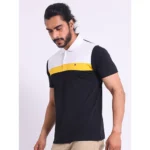 Generic Men's Casual Cotton Printed Polo Neck Half Sleeve T-Shirt (Black) - Image 4