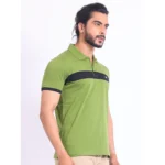 Generic Men's Casual Cotton Printed Polo Neck Half Sleeve T-Shirt (Green) - Image 4