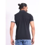 Generic Men's Casual Cotton Printed Polo Neck Half Sleeve T-Shirt (Black) - Image 2