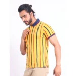 Generic Men's Casual Cotton Printed Polo Neck Half Sleeve T-Shirt (Mustard) - Image 3