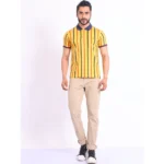 Generic Men's Casual Cotton Printed Polo Neck Half Sleeve T-Shirt (Mustard) - Image 7