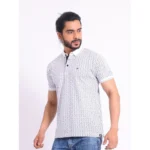 Generic Men's Casual Cotton Printed Polo Neck Half Sleeve T-Shirt (White) - Image 3