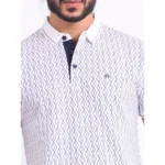 Generic Men's Casual Cotton Printed Polo Neck Half Sleeve T-Shirt (White) - Image 6