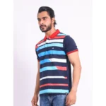 Generic Men's Casual Cotton Printed Polo Neck Half Sleeve T-Shirt (Navy) - Image 3