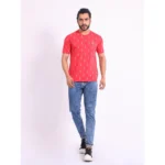 Generic Men's Casual Cotton Printed Round Neck Half Sleeve T-Shirt (Red) - Image 7