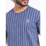 Generic Men's Casual Cotton Printed Round Neck Half Sleeve T-Shirt (Blue) - Image 6