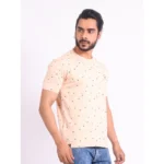 Men's Peach Printed T-shirt - Angle 3