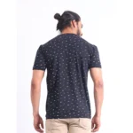 Generic Men's Casual Cotton Printed Round Neck Half Sleeve T-Shirt (Black) - Image 2