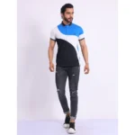Generic Men's Casual Cotton Printed Polo Neck Half Sleeve T-Shirt (Blue) - Image 7