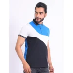 Generic Men's Casual Cotton Printed Polo Neck Half Sleeve T-Shirt (Blue) - Image 4