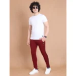 Generic Men's Casual Cotton Striped Full Length Track Pant (Maroon) - Image 7