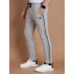 Generic Men's Casual Cotton Striped Full Length Track Pant (Greymelange) - Image 4