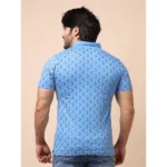 Generic Men's Casual Cotton Printed Polo Neck Half Sleeve T-Shirt (Blue) - Image 2