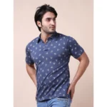 Generic Men's Casual Cotton Printed Polo Neck Half Sleeve T-Shirt (Blue) - Image 3
