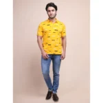 Generic Men's Casual Cotton Printed Polo Neck Half Sleeve T-Shirt (Turmeric) - Image 7