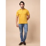 Generic Men's Casual Cotton Printed Polo Neck Half Sleeve T-Shirt (Mustard) - Image 6