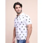 Generic Men's Casual Cotton Printed Polo Neck Half Sleeve T-Shirt (White) - Image 3