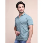 Generic Men's Casual Cotton Printed Polo Neck Half Sleeve T-Shirt (Grey) - Image 6