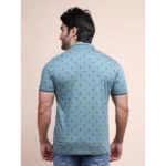 Generic Men's Casual Cotton Printed Polo Neck Half Sleeve T-Shirt (Grey) - Image 2