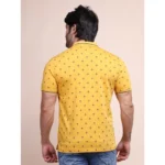 Generic Men's Casual Cotton Printed Polo Neck Half Sleeve T-Shirt (Mustard) - Image 2