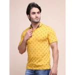 Generic Men's Casual Cotton Printed Polo Neck Half Sleeve T-Shirt (Mustard) - Image 3