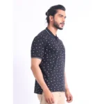 Generic Men's Casual Cotton Printed Polo Neck Half Sleeve T-Shirt (Black) - Image 4