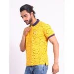 Generic Men's Casual Cotton Printed Polo Neck Half Sleeve T-Shirt (Turmeric) - Image 3