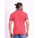 Generic Men's Casual Cotton Printed Polo Neck Half Sleeve T-Shirt (Red) - Image 2