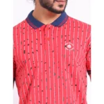Generic Men's Casual Cotton Printed Polo Neck Half Sleeve T-Shirt (Red) - Image 6