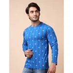 Generic Men's Casual Cotton Printed Round Neck Full Sleeve T-Shirt (Blue) - Image 3