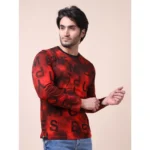 Generic Men's Casual Cotton Printed Round Neck Full Sleeve T-Shirt (Red) - Image 4