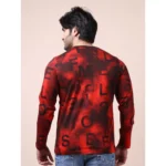 Generic Men's Casual Cotton Printed Round Neck Full Sleeve T-Shirt (Red) - Image 2