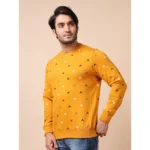 Generic Men's Casual Cotton Printed Round Neck Full Sleeve Sweat T-Shirt (Mustard) - Image 3