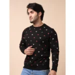 Generic Men's Casual Cotton Printed Round Neck Full Sleeve Sweat T-Shirt (Black) - Image 3
