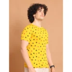 Generic Men's Casual Cotton Printed Round Neck Half Sleeve T-Shirt (Yellow) - Image 3