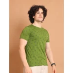 Generic Men's Casual Cotton Printed Round Neck Half Sleeve T-Shirt (Green) - Image 3