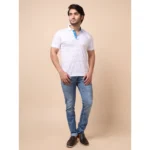 Generic Men's Casual Cotton Printed Polo Neck Half Sleeve T-Shirt (White) - Image 7