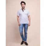 Generic Men's Casual Cotton Printed Polo Neck Half Sleeve T-Shirt (White) - Image 7