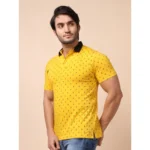 Generic Men's Casual Cotton Printed Polo Neck Half Sleeve T-Shirt (Yellow) - Image 3