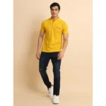 Generic Men's Casual Cotton Printed Mandarin Collar Half Sleeve T-Shirt (Mustard) - Image 7