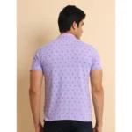 Generic Men's Casual Cotton Printed Mandarin Collar Half Sleeve T-Shirt (Lavender) - Image 2
