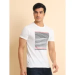 Generic Men's Casual Cotton Printed Round Neck Half Sleeve T-Shirt (White) - Image 3