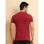 Generic Men's Casual Cotton Printed Round Neck Half Sleeve T-Shirt (Maroon) - Image 2