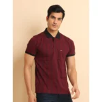 Generic Men's Casual Cotton Printed Polo Neck Half Sleeve T-Shirt (Plum) - Image 3