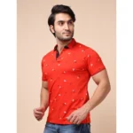 Men's Red Printed Polo - Angle 3